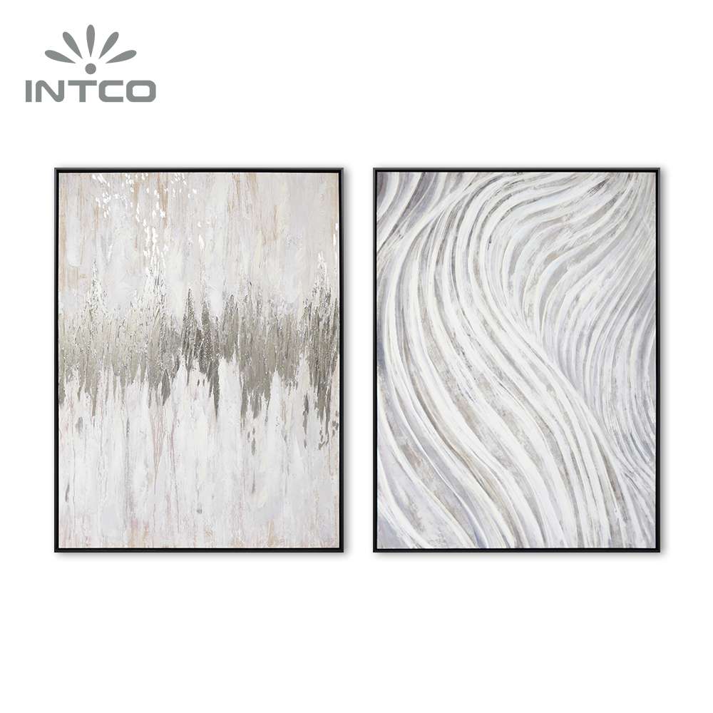 Intco abstract embellished canvas wall art set of 2